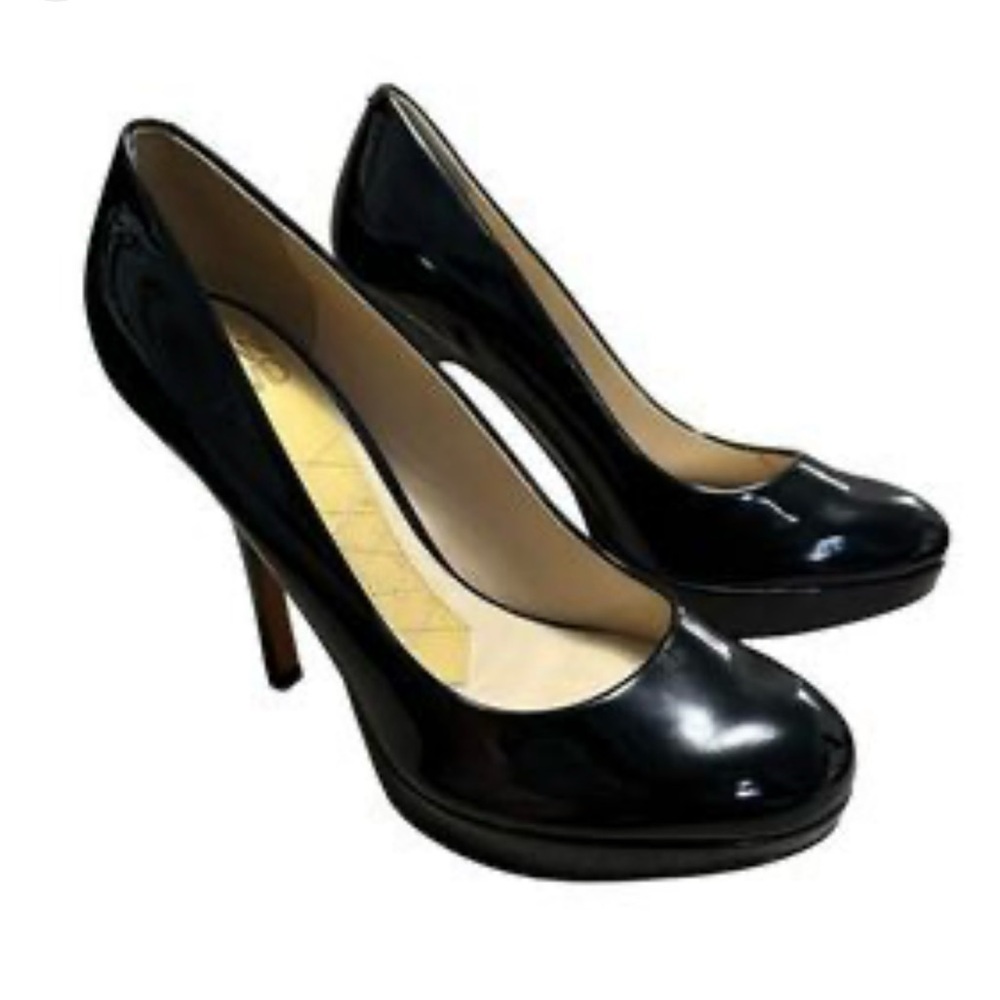 Joan & David “Flipp” Black Patent Leather Stiletto Heel Pumps - 8